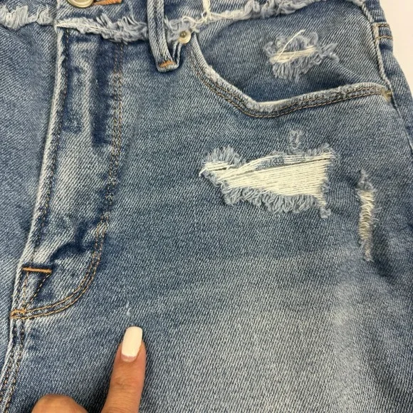 Good American Distressed Straight Jeans Women's 10/30 High Rise Raw Hem - Picture 6 of 9